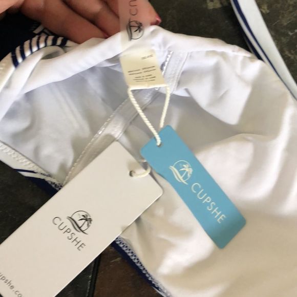 CUPSHE Blue Striped Wrap Halter One-piece Beach/Swimwear size medium - Picture 5 of 5